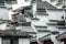 Closeup shot of white and grey buildings next to each other during daytime