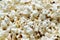 Closeup shot of white salted popcorn for background