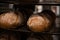 Closeup shot of a whole grain dark bread placed in the bread stor