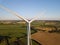 Closeup shot of a wind mill detail against a blue sky