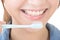 Closeup shot of woman brushing teeth