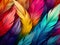 Closeup showcases the vibrant and intricate world of colorful feathers, background