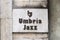 Closeup of the signboard of the Umbria Jazz, the famous international music festival