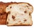 Closeup slice of raisin bread
