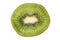 Closeup of a sliced kiwifruit isolated