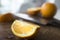 Closeup of Sliced Oranges with Knife