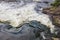 Closeup of a small waterfall at the Paterson Great Falls National Historical Park in New Jersey