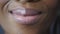 Closeup, smile and teeth of black woman mouth for beauty, dental and cosmetics dentistry. Tooth cleaning, whitening and