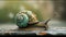 closeup of snail with blur background