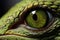 Closeup of snake green eye Generative AI