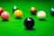 closeup of snooker balls on the table