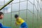 Closeup of soccer goal net. Selective focus