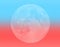 Closeup, Soft blur planet earth globe. Climate change global warming concept isolated cyan red background for design or