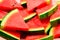 Closeup of some pieces of refreshing watermelon