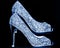 A closeup of sparkling high heel shoes,