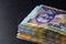 Closeup of a stack of 100 LEI banknotes - world money, inflation and economy concept