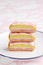 Closeup stack of english angel cake slices