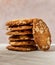 Closeup of a stack of freshly baked cookies