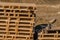 Closeup stack of wooden pallets