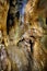 Closeup of stalactites and stalagmites