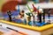 Closeup of Star Wars lego figures combat.