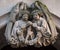 Closeup of statue angels in the ruins of Heidelberg Castle, Baden-Wurttemberg, Germany