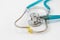 Closeup stethoscope is isolated on a white background