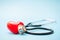 Closeup Stethoscope with red heart, healthcare heart check concept, world heart health day