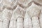 Closeup of stone columns, pilars of a medieval gothic church building in Coimbra town, Porugal, Europe. Architectural