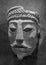 Closeup of the stone head mask originating from Comalcalco, Tabasco, Mexico, Mayan Civilization