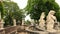 Closeup stone statue of child faunus at Zwinger palace in Dresden, Germany