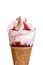 Closeup strawberry shortcake ice cream cone