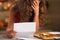 Closeup on stressed woman reading letter