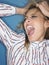 Closeup Of Stressed Young Woman Shouting