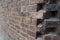 Closeup striking corner wall bricks background geometric