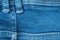 Closeup surface back side of old blue jean trousers fabric textured background