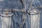 Closeup surface old jean jacket textured background