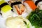 Closeup sushi fish and rice