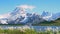 Closeup of Swiss Alps, Bachalpsee lake, beautiful natural landscape