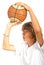 Closeup of teen throwing basketball