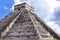 Closeup of Temple of Kukulkan Pyramid El Castillo Maya Pyramid in Chichen I