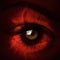 Closeup of terrify demon eye composite photo