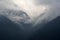 Closeup texture of annapurna massif mountains with fog on annapurna national park Nepal