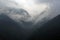 Closeup texture of annapurna massif mountains with fog on annapurna national park Nepal