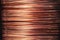 Closeup texture copper cable rolled coil up on industry factory