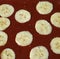 Closeup the Texture of Wholemeal Chocolate Cake Batter with Cut Ripe Banana Ready for Baking