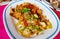 Closeup, Thai fried curry soft crab on white plate