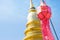 Closeup Thai Lanna style lanterns to hang in front of the golden pagoda