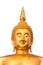 Closeup Thailand golden buddha head smile