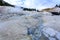 Closeup of the thin but colorful crust over the dangerous boiling springs and hot mud pots in Lassen Volcanic National Park